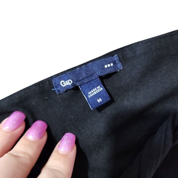 Gap Empire Waist Simple French Black Midi Dress Timeless Capsule Minimalist SZ M - Picture 2 of 4